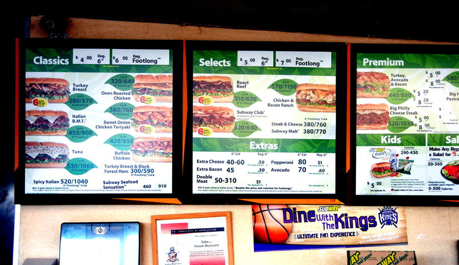 SUBWAY® Sandwich Shops to Include Calories on all U.S. Menu Boards