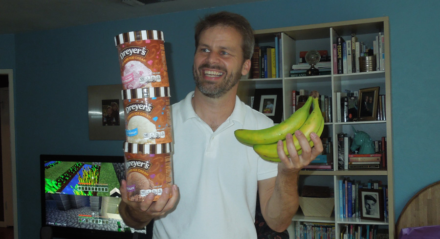 three ice cream cartons