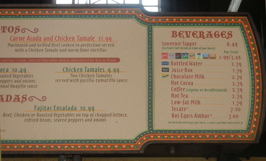 Food Menu Prices in Disneyland